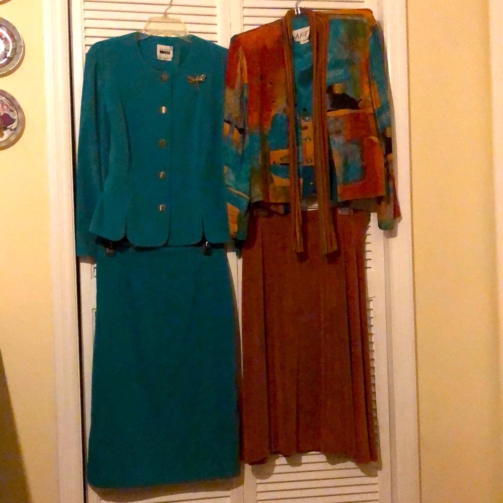 Leslie Fay/Other - Rich Copper/Sea Green Ensemble